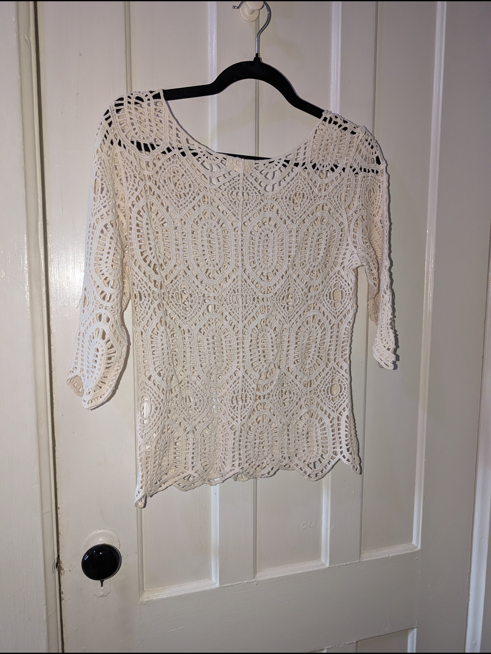 100% Cotton Crochet Lace White Top READ LISTING - Picture 2 of 5